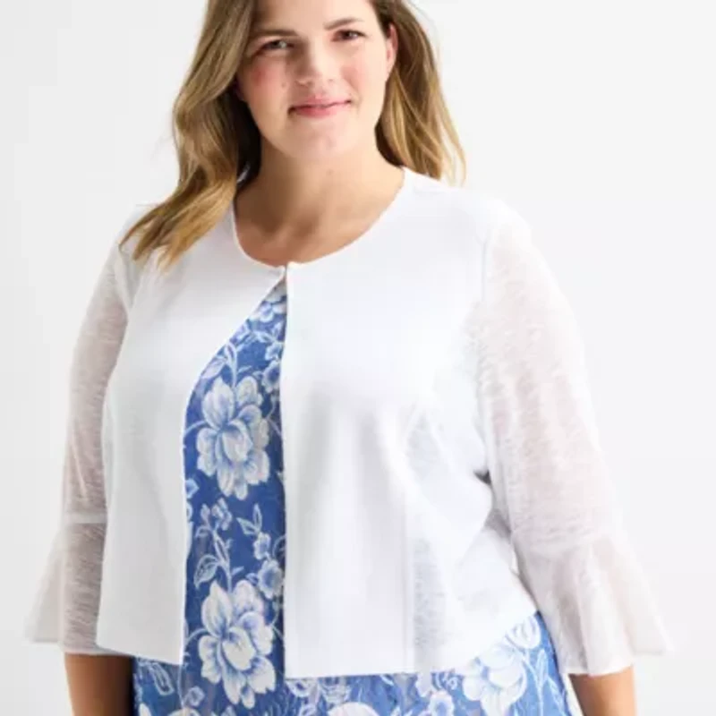 Perceptions Womens Plus Floral Jacket Dress