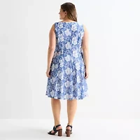 Perceptions Womens Plus Floral Jacket Dress