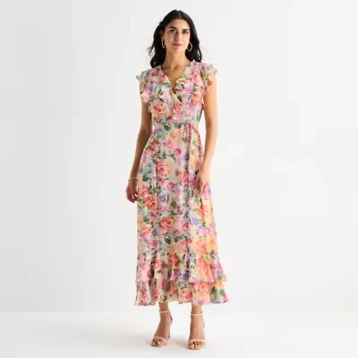 Melonie T Womens Sleeveless Floral Maxi Dress