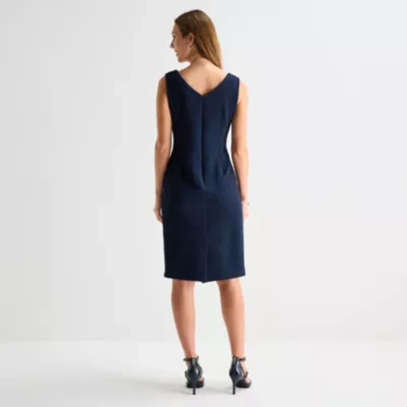 Maya Brooke Womens Pearl Trim Jacket Dress