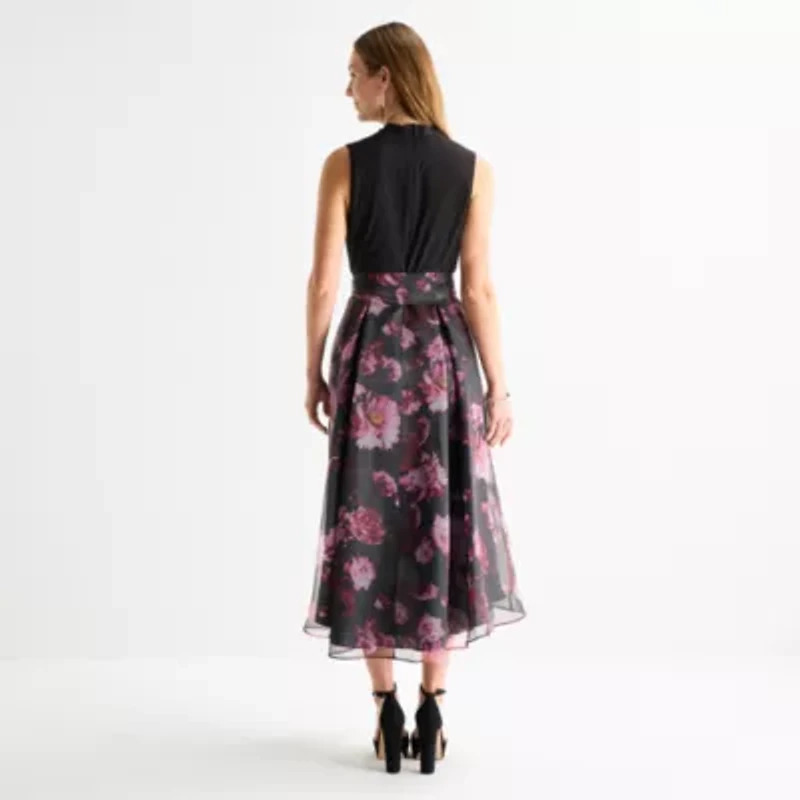 S. L. Fashions Womens Sleeveless Floral Fit + Flare Dress