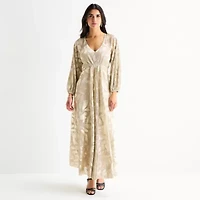 Sam And Jess Womens Long Sleeve Leaf Evening Gown