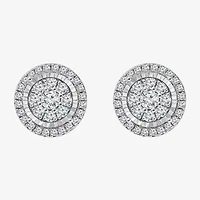 Diamond Blossom (I-J / I3) 1 CT. T.W. Natural White Diamond 10K White Gold Round Stud Earrings