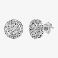 Diamond Blossom (I-J / I3) 1 CT. T.W. Natural White Diamond 10K White Gold Round Stud Earrings