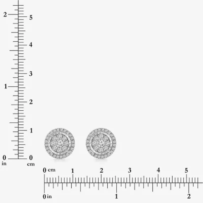 Diamond Blossom (I-J / I3) 1 CT. T.W. Natural White Diamond 10K White Gold Round Stud Earrings