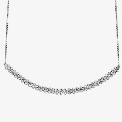 (I-J / I2-I3) Womens 1 CT. T.W. Natural White Diamond 10K White Gold Curved 18 Inch Pendant Necklace