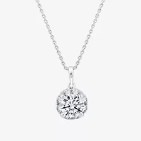 (G/Si1-Si2) Womens 1 CT. T.W. Lab Grown White Diamond Sterling Silver Round 18 Inch Pendant Necklace