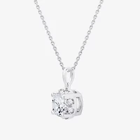 (G/Si1-Si2) Womens 1 CT. T.W. Lab Grown White Diamond Sterling Silver Round 18 Inch Pendant Necklace