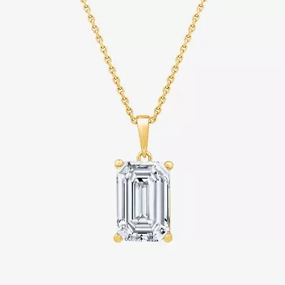 ( F/VS1 ) 5 CT. Lab-Grown White Diamond 14K White Gold Emerald 18 Inch Pendant Necklace