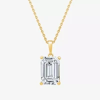 ( F/VS1 ) 5 CT. Lab-Grown White Diamond 14K White Gold Emerald 18 Inch Pendant Necklace