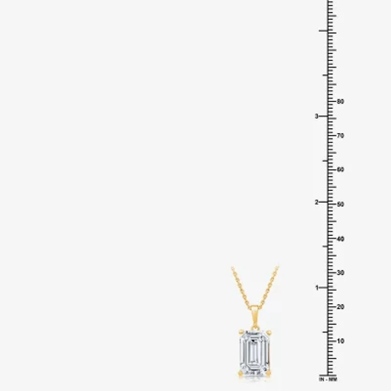 ( F/VS1 ) 5 CT. Lab-Grown White Diamond 14K White Gold Emerald 18 Inch Pendant Necklace