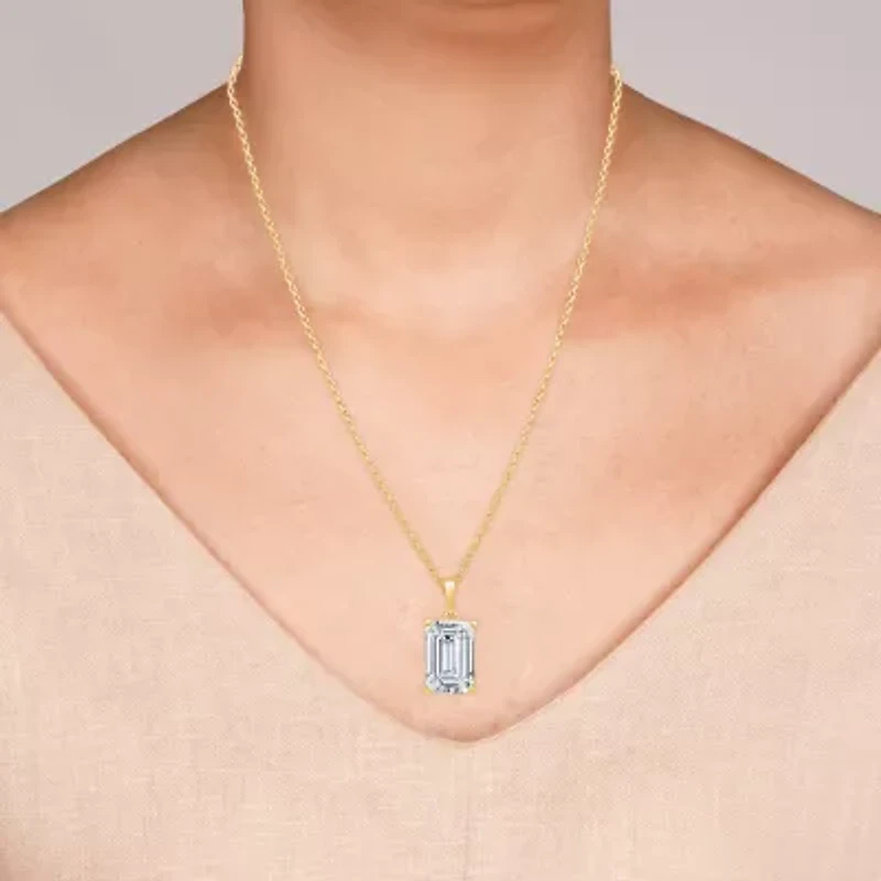 ( F/VS1 ) 5 CT. Lab-Grown White Diamond 14K White Gold Emerald 18 Inch Pendant Necklace