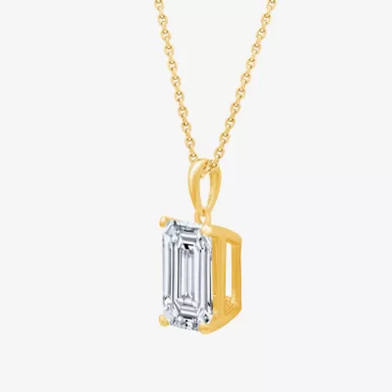 ( F/VS1 ) 5 CT. Lab-Grown White Diamond 14K White Gold Emerald 18 Inch Pendant Necklace