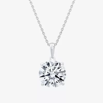 (F/Vs1) Womens 5 CT. T.W. Lab Grown White Diamond 14K White Gold Round 18 Inch Pendant Necklace