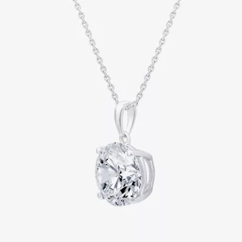 (F/Vs1) Womens 5 CT. T.W. Lab Grown White Diamond 14K White Gold Round 18 Inch Pendant Necklace