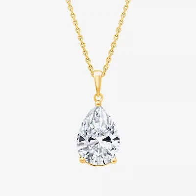 (F/Vs1) Womens 5 CT. T.W. Lab Grown White Diamond 14K Gold Pear 18 Inch Pendant Necklace