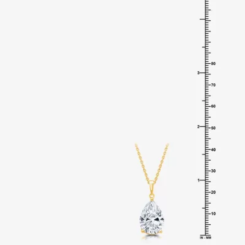 (F/Vs1) Womens 5 CT. T.W. Lab Grown White Diamond 14K Gold Pear 18 Inch Pendant Necklace
