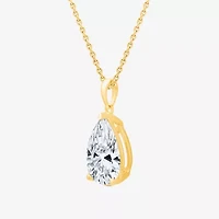 (F/Vs1) Womens 5 CT. T.W. Lab Grown White Diamond 14K Gold Pear 18 Inch Pendant Necklace