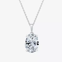 (F/Vs1) Womens 5 CT. T.W. Lab Grown White Diamond 14K Gold Oval 18 Inch Pendant Necklace