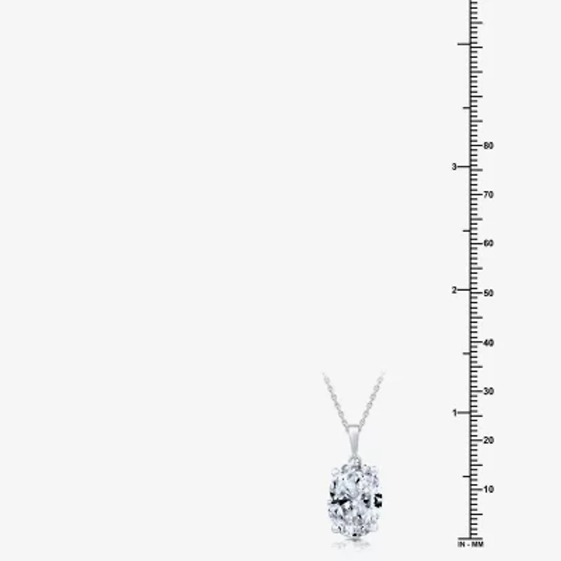 (F/Vs1) Womens 5 CT. T.W. Lab Grown White Diamond 14K Gold Oval 18 Inch Pendant Necklace