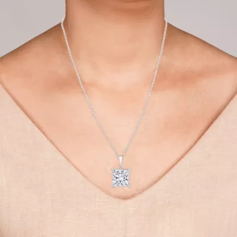 ( F/VS1 ) Womens 5 CT. T.W. Lab-Grown White Diamond 14K Gold Princess 18 Inch Pendant Necklace