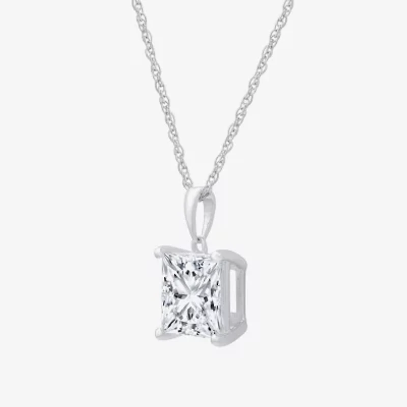 ( F/VS1 ) Womens 5 CT. T.W. Lab-Grown White Diamond 14K Gold Princess 18 Inch Pendant Necklace