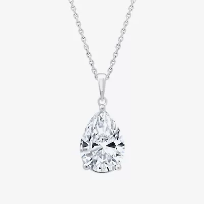 (F/Vs1) Womens 5 CT. T.W. Lab Grown White Diamond 14K Gold Pear 18 Inch Pendant Necklace