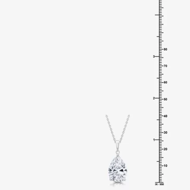 (F/Vs1) Womens 5 CT. T.W. Lab Grown White Diamond 14K Gold Pear 18 Inch Pendant Necklace