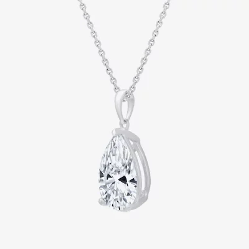 (F/Vs1) Womens 5 CT. T.W. Lab Grown White Diamond 14K Gold Pear 18 Inch Pendant Necklace