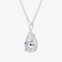 (F/Vs1) Womens 5 CT. T.W. Lab Grown White Diamond 14K Gold Pear 18 Inch Pendant Necklace