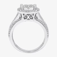 I-J / I2-I3 Womens 1 CT. T.W. Natural White Diamond 10K Gold Round Side Stone Halo Engagement Ring