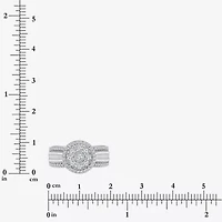 I-J / I2-I3 Womens 1 CT. T.W. Natural White Diamond 10K Gold Round Side Stone Halo Engagement Ring