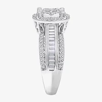 I-J / I2-I3 Womens 1 CT. T.W. Natural White Diamond 10K Gold Round Side Stone Halo Engagement Ring