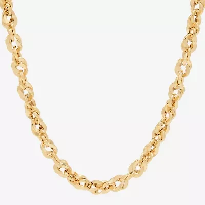 Womens 14K Gold 18 Inch Singapore Chain Necklace