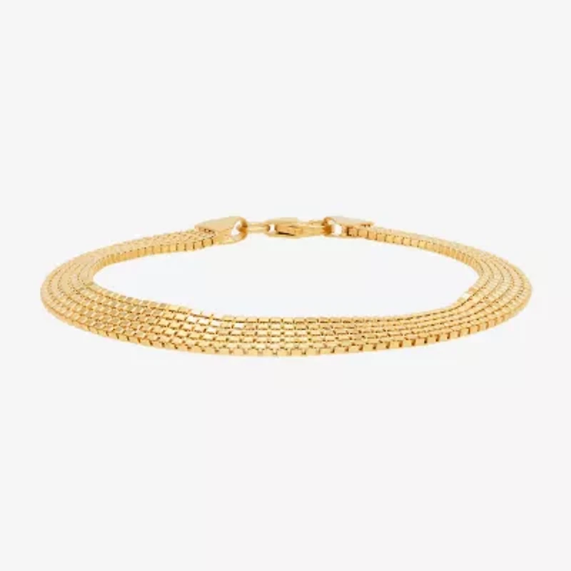Made in Italy Womens 14K Gold 7.5 Inch Box Chain Bracelet
