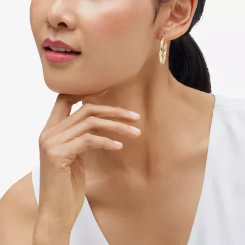 Bonded Brilliance Womens 35mm Hoop Earrings