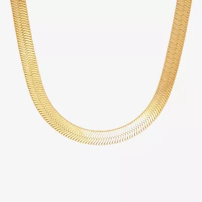 Bonded Brilliance Womens 14K Gold Over Silver 20 Inch Herringbone Chain Necklace