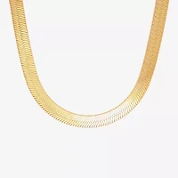 Bonded Brilliance Womens 14K Gold Over Silver 20 Inch Herringbone Chain Necklace