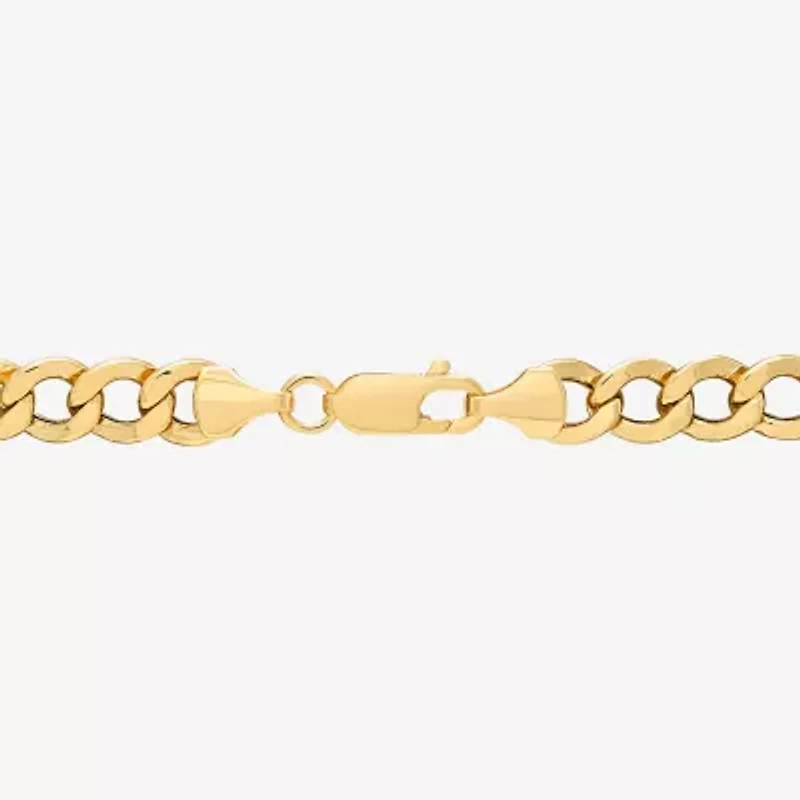 Bonded Brilliance Womens 14K Gold Over Silver 7.5 Inch Hollow Link Chain Bracelet