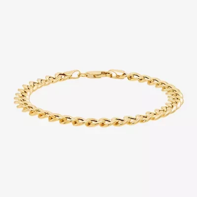 Bonded Brilliance Womens 14K Gold Over Silver 7.5 Inch Hollow Link Chain Bracelet