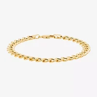 Bonded Brilliance Womens 14K Gold Over Silver 7.5 Inch Hollow Link Chain Bracelet