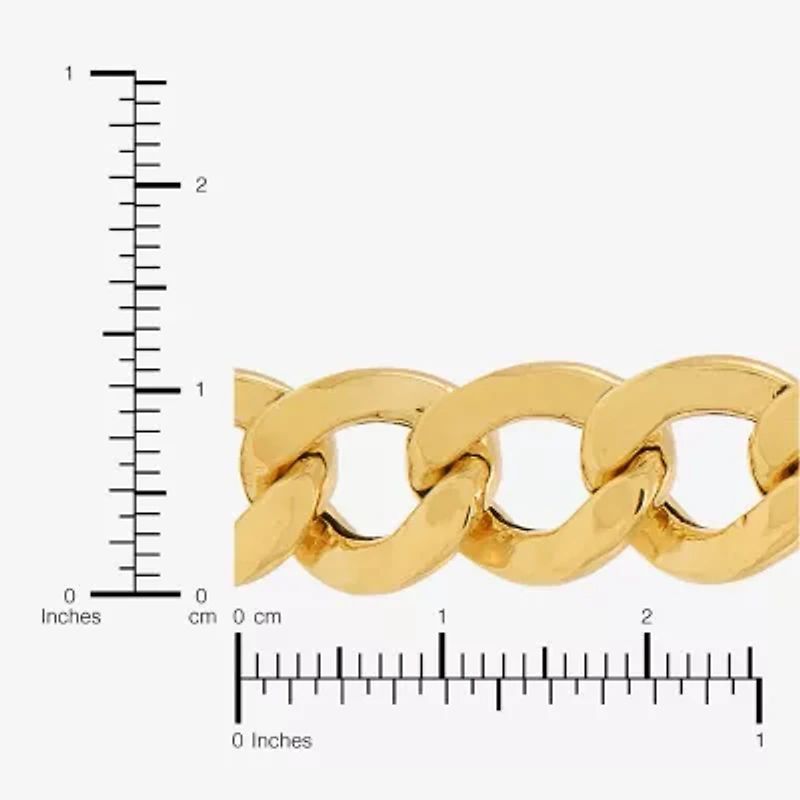 Bonded Brilliance Womens 14K Gold Over Silver 7.5 Inch Hollow Link Chain Bracelet