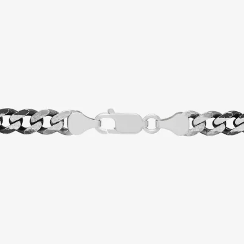 Womens Sterling Silver 8 1/2 Inch Solid Curb Chain Bracelet