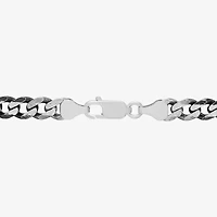Womens Sterling Silver 8 1/2 Inch Solid Curb Chain Bracelet