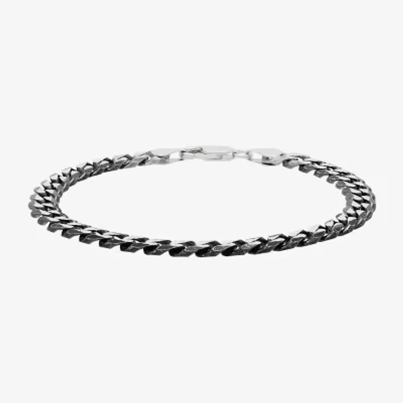 Womens Sterling Silver 8 1/2 Inch Solid Curb Chain Bracelet