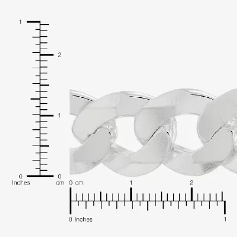 Made in Italy Mens Sterling Silver 9 Inch Solid Curb Chain Bracelet