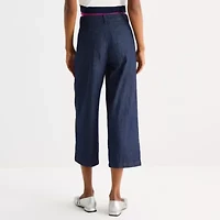 Liz Claiborne Womens Wide Leg Mid Rise Cropped Pant