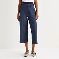 Liz Claiborne Womens Wide Leg Mid Rise Cropped Pant
