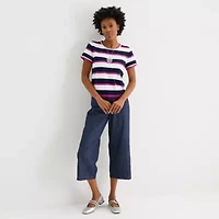 Liz Claiborne Womens Wide Leg Mid Rise Cropped Pant