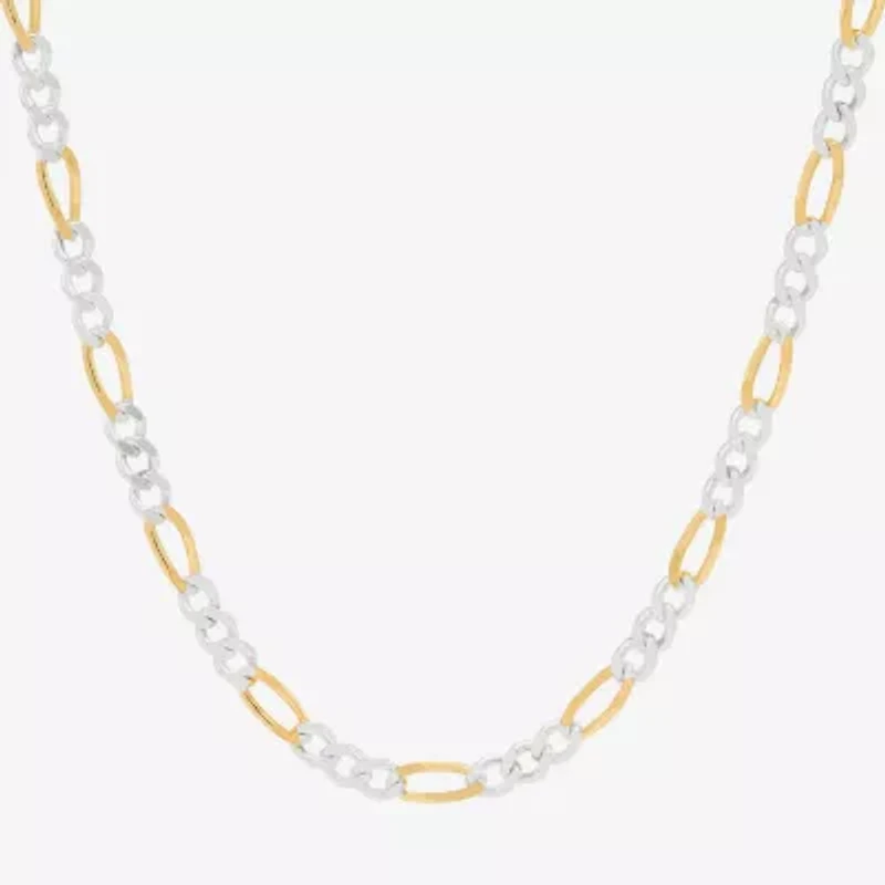 Made in Italy Womens 24K Gold Over Silver Inch Figaro Chain Necklace